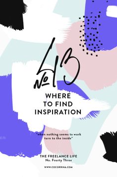 a poster with the words where to find inspiration on it, and an image of abstract paint