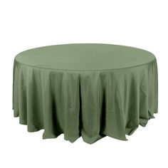 a round table with a green cloth on it