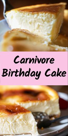 a piece of cake on a plate with the words, carnivor birthday cake