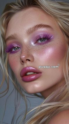 Blue Eyes With Pink Eyeshadow, Blonde Hair For Men, Yellow Eye Makeup, Pink Smokey Eye, Hair For Men