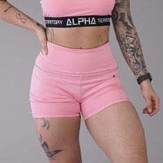 Pink and Black ALPHA Women’s Reversible High Waist Shorts High Waist Training Shorts With Built-in Shorts, Athletic Shorts With Built-in Liner, Pink High-waist Shorts For Gym, Pink High-waist Gym Shorts, High-waist Pink Shorts For Gym, Gym Shorts With Built-in Shorts, Gym Shorts With Built-in Liner, High-waisted Sports Shorts, Training Shorts With Built-in Shorts