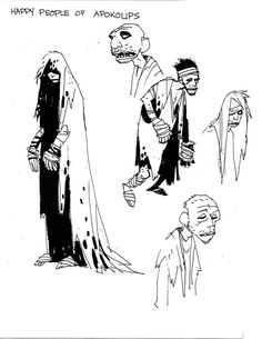 black and white drawing of people dressed in halloween costumes, with text that reads happy people of arnaudds