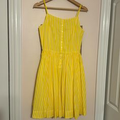 Brand New - Ralph Lauren Dress For Little Girls. Size 14 Runs Small It Probably Fits A Size 12 Yellow Cotton Fitted Sundress, Casual Yellow A-line Sundress, Ralph Lauren Cotton Playtime Dress, Yellow Cotton A-line Sundress, Ralph Lauren Dress, Little Girl Dresses, Polo Dress, Kids' Dresses, Yellow White