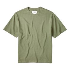 An oversized tee built from heavyweight jersey fabric Green Boxy Fit Cotton T-shirt, Organic Cotton Boxy Fit T-shirt With Crew Neck, Oversized Organic Cotton T-shirt For Streetwear, Basic Boxy Fit T-shirt In Organic Cotton, Boxy Organic Cotton T-shirt With Short Sleeves, Oversized Tee, Jersey Fabric, Dean, Fabric