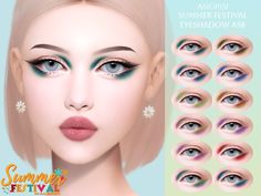 an animated image of a woman's face with different eyeshadow and makeup