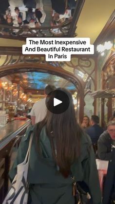 people are walking down an escalator in a restaurant with the caption that reads, the most expensive and beautiful restaurant in paris