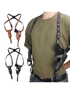 1pc Shoulder Holster PU Leather Adjustable Gun Shoulder Holster For Concealed Carry With Magazine Pouch For  Fit 1911I discovered amazing products on SHEIN.com, come check them out! Leather Shoulder Holster Pattern, Insect Play, Mummy Cosplay, Knife Holster, Shoulder Holster, Clothing Reference, Clothes Reference, Desired Reality