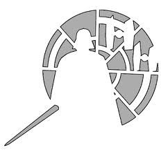 the star wars logo is shown in black and white, with an image of darth va