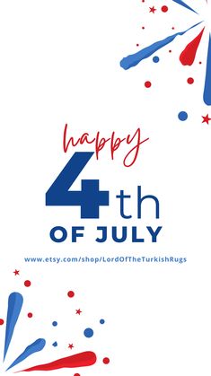 the fourth of july greeting card with fireworks and stars in red white and blue colors