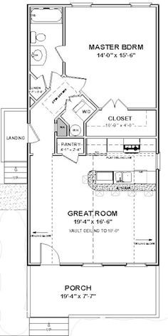 the floor plan for a small house with two master suites and an attached living area