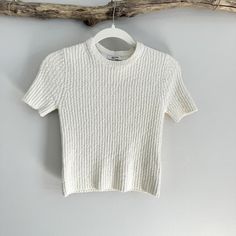 Madewell Boucl-Knit Crewneck Sweater Tee Nwt Size Xxs (Very Stretchy, I’m Normally A S/M And This Worked For Me, However It Is Fitted) Msrp $65 Elevate Your Wardrobe With This Cozy Cream Ribbed Knit Short Sleeve Top. Perfect For Layering Or Wearing On Its Own, This Stylish Piece Offers A Comfortable Fit And A Versatile Look. Crafted From Soft, Breathable Fabric, This Top Provides Both Comfort And A Chic Aesthetic. The Ribbed Texture Adds A Unique Touch, While The Lightweight Material Ensures You Knit Short Sleeve Top, Chic Aesthetic, Look Short, Madewell Sweater, Knit Short, Madewell Sweaters, Ribbed Texture, Knit Crewneck, Knit Shorts