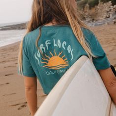 A tribute to golden hour. Vintage boxy surf t-shirt fit. Women's sizes. Outdoorsy Shirt, Skate Socks, Grafic Tees, Surf Apparel, Surf Tee, Surf Tshirt, Vintage Surf, Surf Outfit, Boxy Tee