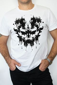 RORSCHACH 4 Scary Evil Face T-shirt Front or Back Print - Etsy Evil Face, Hipster Tshirts, College T Shirts, Cotton Fiber, Heavy Cotton, Cotton Tee, Casual Fashion, Adult Outfits, Tops & Tees