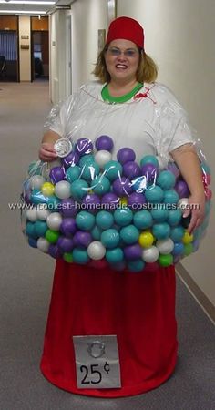 a woman in a costume made out of balloons