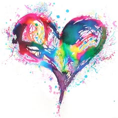 the words are written in different colors and shapes, with an artistic heart on top