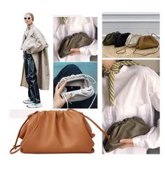 Olive Cute Cloud Genuine Leather Magnetic Closure Shoulder Bags Purse for $92.99 | Baginning Leather Mobile Phone Pouch For Shopping, Shopping Clutch With Removable Pouch, Trendy Handheld Brown Pouch, Trendy Clutch Pouch For Shopping, Fall Travel Clutch Shoulder Bag, Trendy Leather Shopping Pouch, Trendy Fall Clutch Bag, Brown Crossbody Pouch For Shopping, Fall Clutch With Removable Pouch