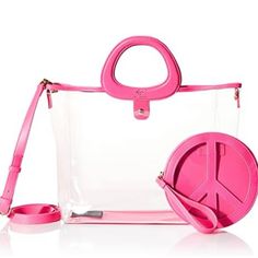 Brand New With Tags! Pvc Material Adjustable And Removable Strap Removable Internal Pouch With Zipper Double Top Handle Jelly Tote With Removable Wristlet Pouch And Removable Crossbody Strap Retail: $129 Pink Adjustable Bag, Pouch With Zipper, Wristlet Pouch, Pvc Material, Katy Perry, Crossbody Strap, Womens Tote Bags, Top Handle, Jelly