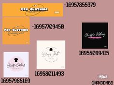 various logos and business cards designed for clothing stores, including the company's logo