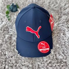 New With Tags Puma Hat Blue With Logo In Red With White Outline. Logo On Back. Hat Is Fitted S/M #Puma #Pumahat #Giftsforhim Blue Casual Sports Hat, Casual Blue Golf Hat, Casual Blue Sports Hat, Puma Blue, Back Hat, Red Logo, On Back, Gifts For Him, Accessories Hats