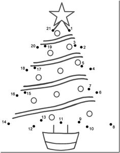 christmas tree dot to dot game for kids