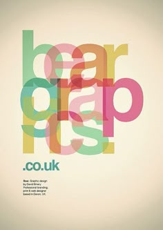 a poster with the words dear grap co uk in multicolored letters on it