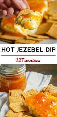 hot jezebee dip with tortilla chips on the side