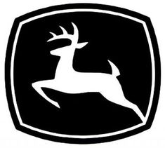 a black and white deer emblem on a white background