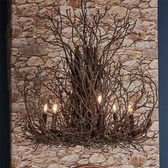 Outdoor Chandelier Ideas, Cabin Chandelier, Crafts From Nature, Wood And Metal Chandelier, Twig Furniture, Fantasy Ball, Lighted Centerpieces