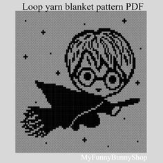 a black and white knitting pattern with an owl on it's back, flying through the