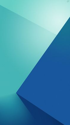 an abstract blue and green wallpaper with the corner shaped like a triangular shape,