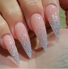 Stelleto Nails, Stilleto Nails Designs, Stiletto Nail Art, Ombre Acrylic Nails, Stiletto Nails Designs, Ombre Nail Designs, Super Nails, Silver Nails