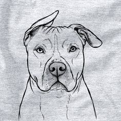 a black and white drawing of a dog's face with an ear tag on it