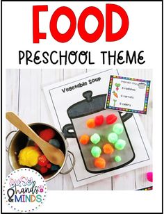 food preschool theme with an image of candy in a pot and the words, food preschool theme