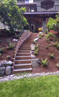 a house with stone steps leading up to it