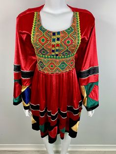 Vintage Hand Embroidered Dress Note: Minor signs of wear. Size: S/M Traditional Red Fall Dresses, Red Long Sleeve Embroidered Dress For Festivals, Traditional Fall Party Dresses, Traditional Embroidered Dresses For Fall, Multicolor Embroidered Dress For Fall, Embroidered Dress For Fall Festivities, Traditional Fall Dresses With Embroidery, Festive Embroidered Fall Dress, Fall Festive Embroidered Dresses