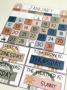 three calendars with different times on them