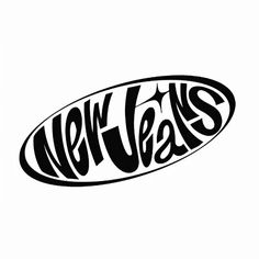 the new york jets logo is shown in black and white, with an oval shape