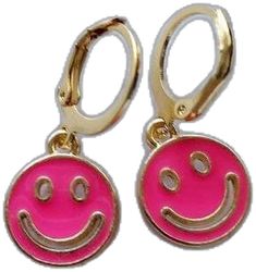 Trendy Pink Smiley Face Jewelry, White Smiley Face Earrings Target, Adjustable Pink Pierced Hoop Earrings, Earrings Happy Face, Retro Pink Nickel-free Jewelry, Pink Fun Hoop Earrings, Fun Pink Hoop Earrings, Smily Face Earrings, Small Hoop Earrings Gold