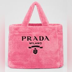 New With Tags! Prada Terry Tote, Sold Out In Stores And Online. Authenticity Card. Purchased In Prada In Rome. Pink Channel Tote, Cloth Tote Bag, Prada Tote Bag, Sacs Design, Mode Zara, Tote Outfit, Tas Fashion, Bloxburg Decal Codes, Prada Logo