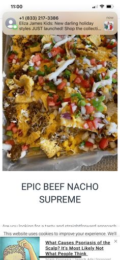 an image of a plate of food with the caption epic beef nacho supreme