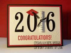 a card with the words congratulations written on it and a clock in the shape of a graduation cap