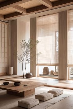 17 Japandi Living Room Interior Designs For Your Inspiration! - My Decor Inspo Japandi Interior Design Living Room, Japandi Bedroom Interior Design, Japan Interior Design, Tatami Living Room, Curated Spaces, Japandi Living Room Design, Peaceful Interior, Japandi House, Calming Interiors