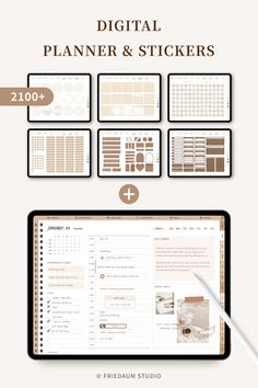 Digital Planner & Stickers SET | goodnotes digital planner | aesthetic life planner | iPad Planner plannerlove #travelplanner Digital Planner Themes, Planner Setup Ideas, Goodnotes Ideas, Bullet Notes, Everyday Stickers, Digital Planner Aesthetic, Free Planner Pages, Aesthetic Note, Goodnotes Digital Planner