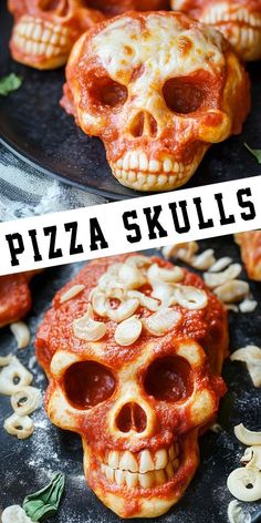 the pizza skulls have been made to look like they're ready to be eaten