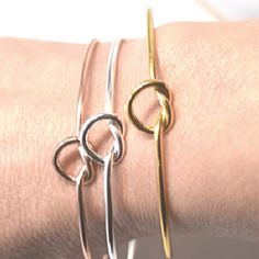 3 Piece Silver yellow gold rose gold Heart Shaped Love Knot Bracelet Bangle Set - Ella Moore Infinity Knot Bracelet Gold, Luxury Modern Bracelets With Sliding Knot, Infinity Knot, Rose Gold And Silver, Jewelry Knots, Meaningful Jewelry, Knot Bracelet, Bangle Set, Bracelet Bangle