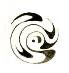 a black and white drawing of a spiral design on a sheet of paper with the letter s in it