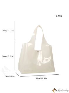 BirdinBag - Spacious Clear Beach Tote with Shoulder Strap Casual Plastic Travel Bags, Casual Travel Bag Made Of Plastic, Casual Plastic Shoulder Bag For Daily Use, Casual Daily Use Plastic Shoulder Bag, Casual White Plastic Bags, Casual Plastic Bags With Clear Strap, Casual Bags With Clear Strap For Everyday Use, Casual Everyday Plastic Bag, Casual Clear Bag For Shopping