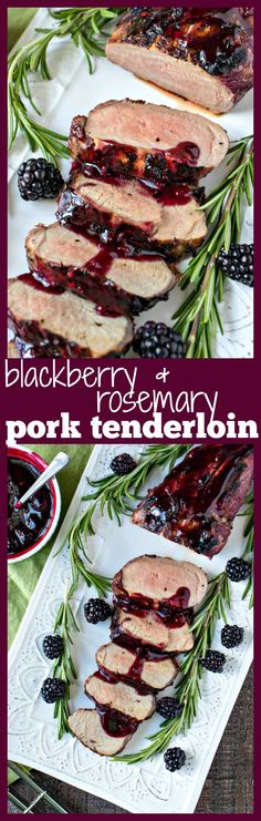 blackberry and rosemary pork tender ribs on a platter