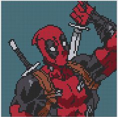 Character Comic, Pokemon Bead, Dead Pool, Wade Wilson, Easy Pixel Art, Pixel Art Templates, Pixel Drawing, Pixel Crochet, Pixel Art Grid