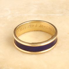 This unassuming gold and blue enamel ring is so much more than meets the eye. Dating to the Regency period, this elegant piece is mourning ring engraved with the following details: "J. D. died 24th May 1825 Aged 84." The interior golds a hinged locket which once would have held plaited hair of the deceased but is now empty. This style of concealed locket mourning ring is quite unusual and very very special. It is a size 6 and cannot be resized. ((details)) Materials: 18k yellow gold, blue enamel Plaited Hair, King George I, Pompeii Ruins, Georgian Ring, Pompeii And Herculaneum, Regency Period, Georgian Jewelry, More Than Meets The Eye, Plaits Hairstyles